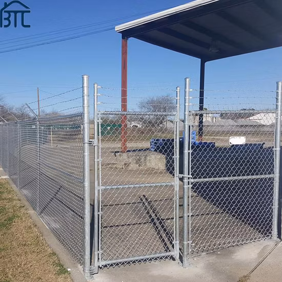 Galvanized 9 Gauge 50*50mm Diamond Wire Mesh Chain Link Security Fence with Barbed Wire.